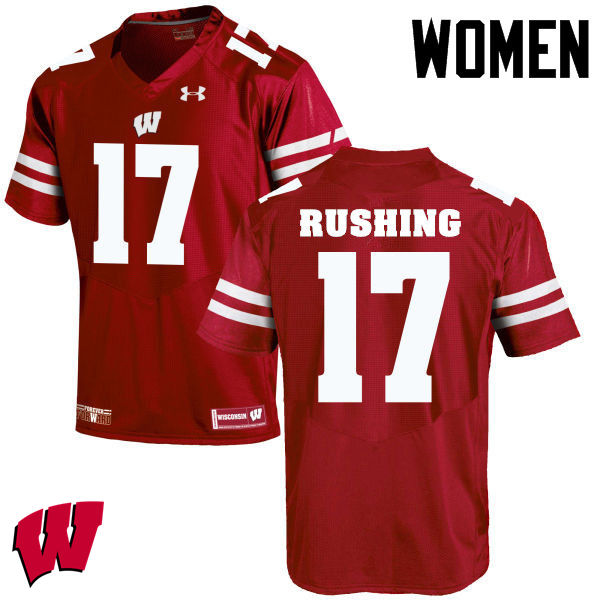 Wisconsin Badgers Women's #17 George Rushing NCAA Under Armour Authentic Red College Stitched Football Jersey XJ40S41JE